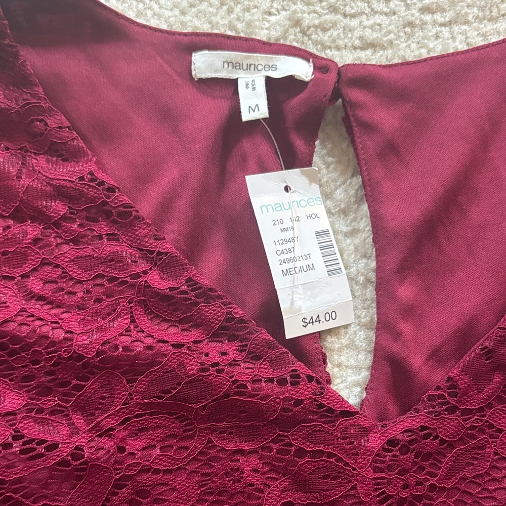 Maurices Burgundy Lace Romper - Picture 2 of 5